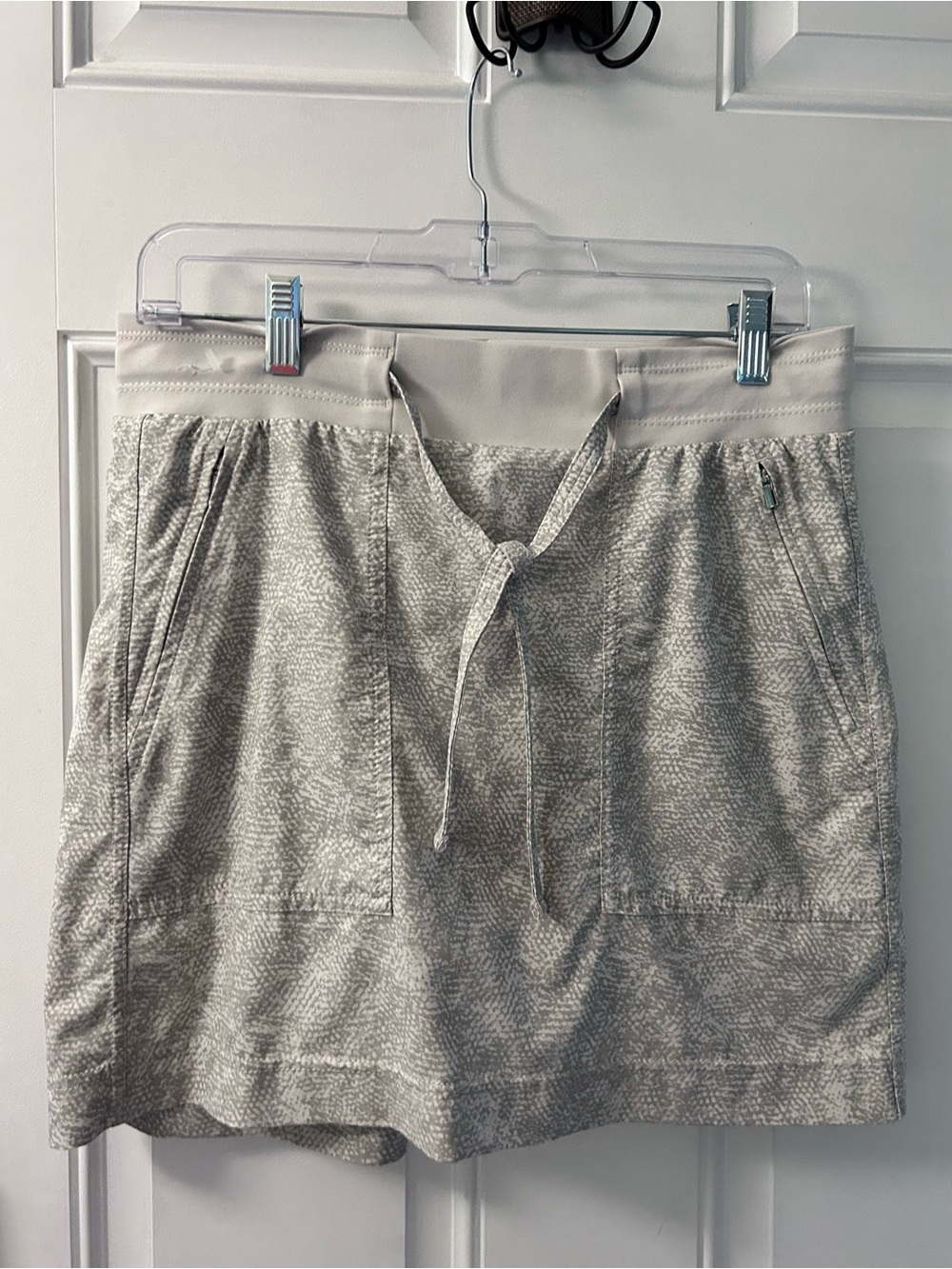 Athleta Light Gray Drawstring Mini Skirt